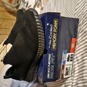 Skechers Black Wide Fit Sneakers